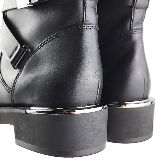 NWT DKNY Women's Taeta Black Leather Zip Moto Chunky Short Boots Size 8.5M - Picture 8 of 16